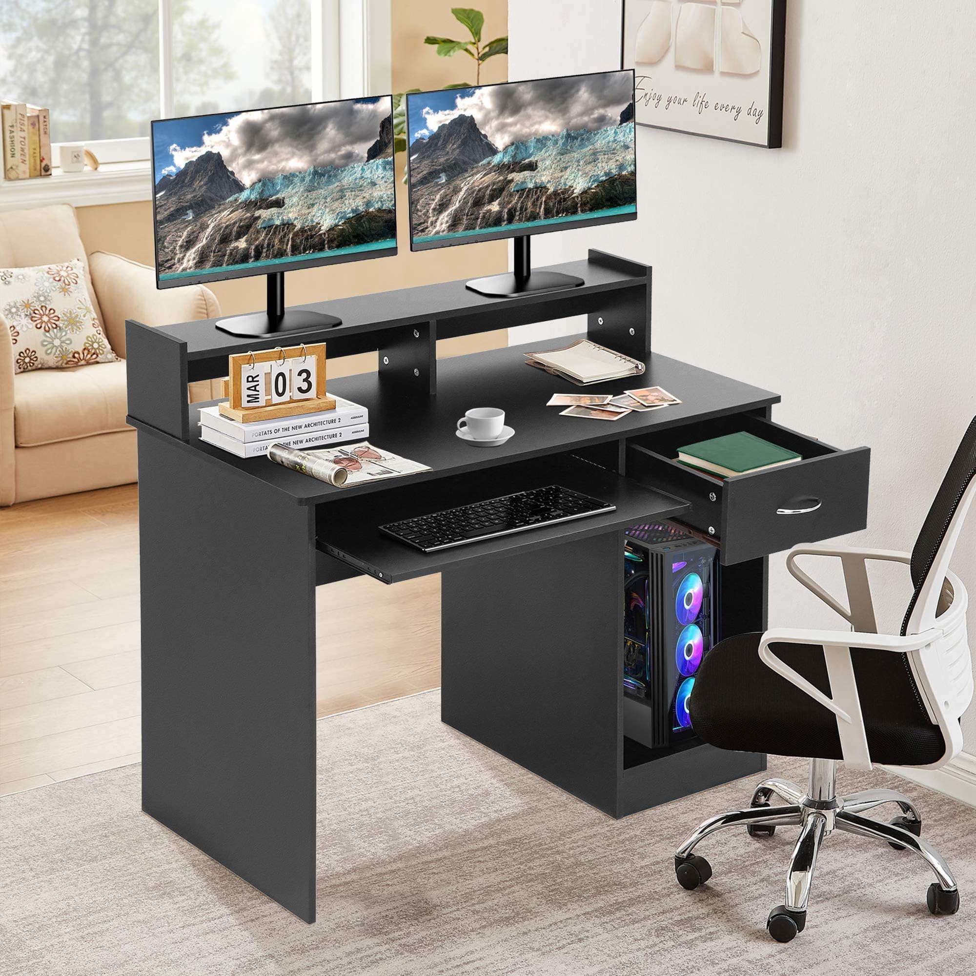 Amazon.com: Ckofgdsue 43 inch Computer Desk with Drawers, Home